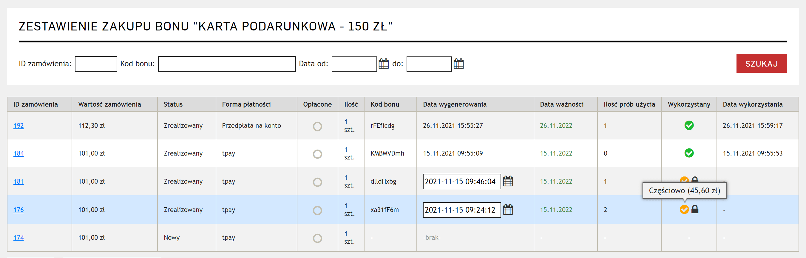 nowa funkcja dla kart podarunkowych w systemie AtomStore